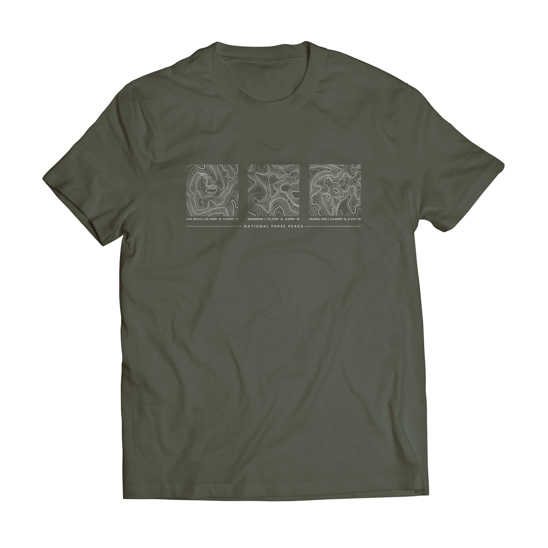 National Three Peaks Contour Map T-Shirt