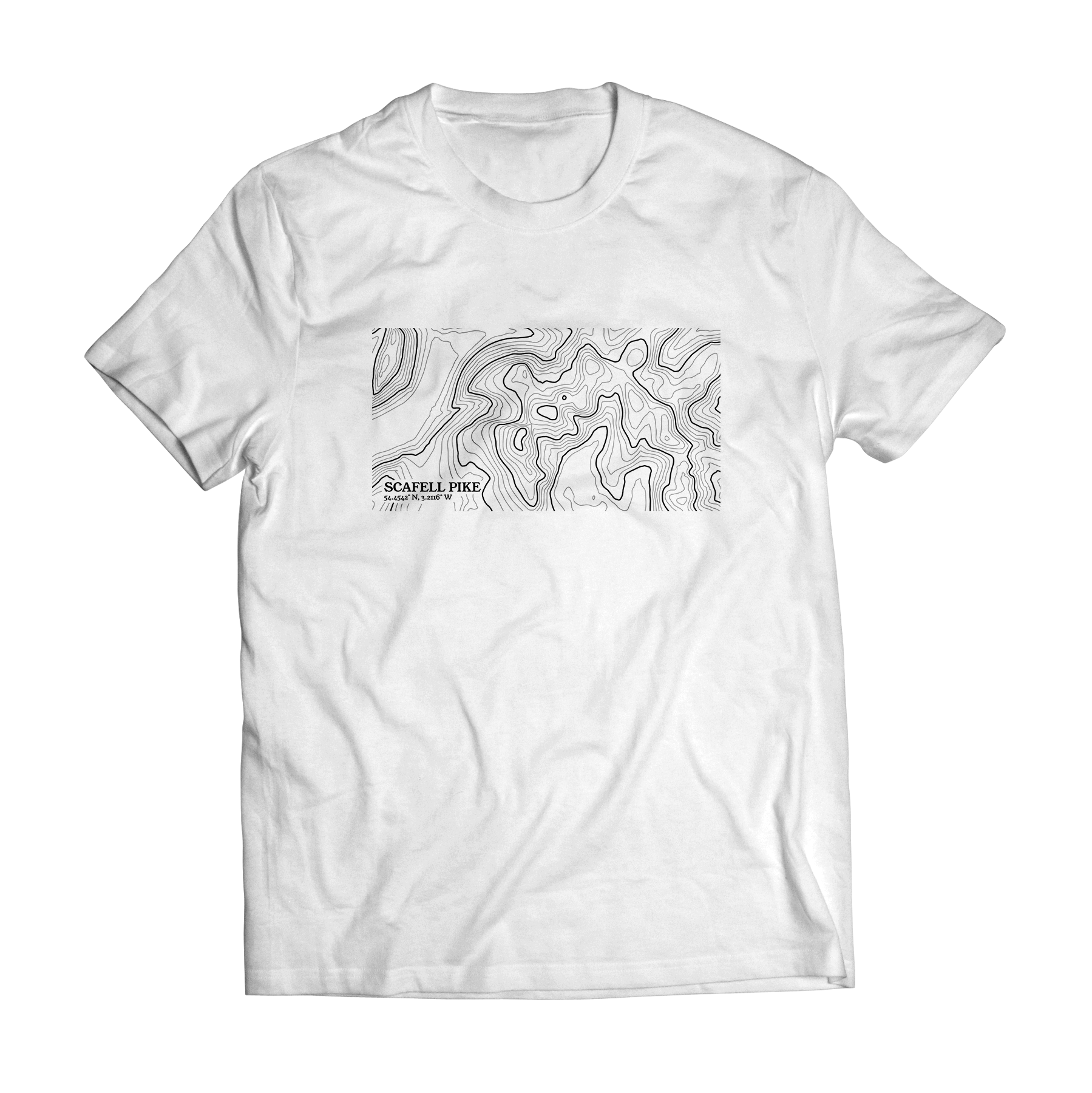 Scafell Pike Contour Map T-Shirt