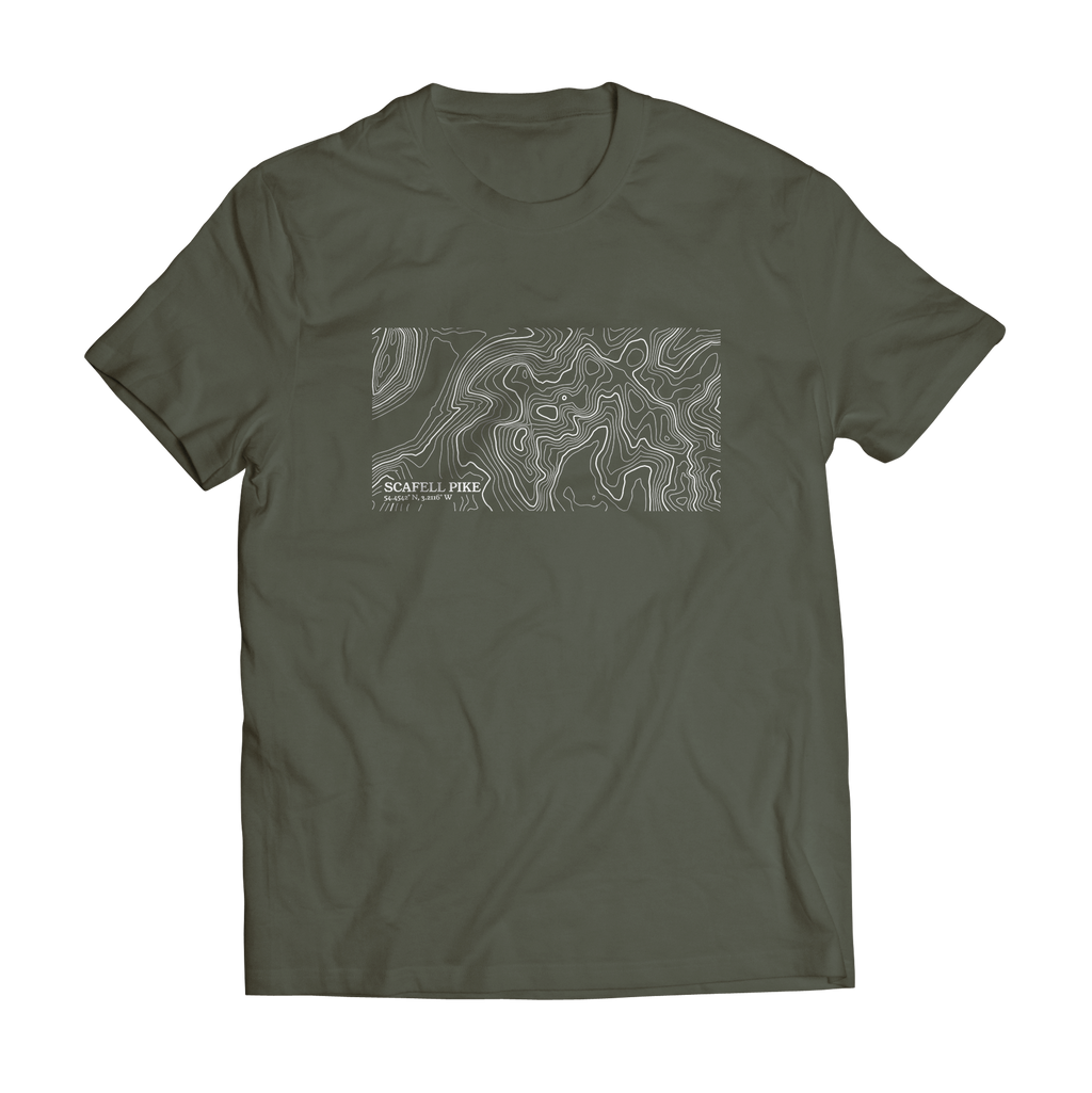 Scafell Pike Contour Map T-Shirt