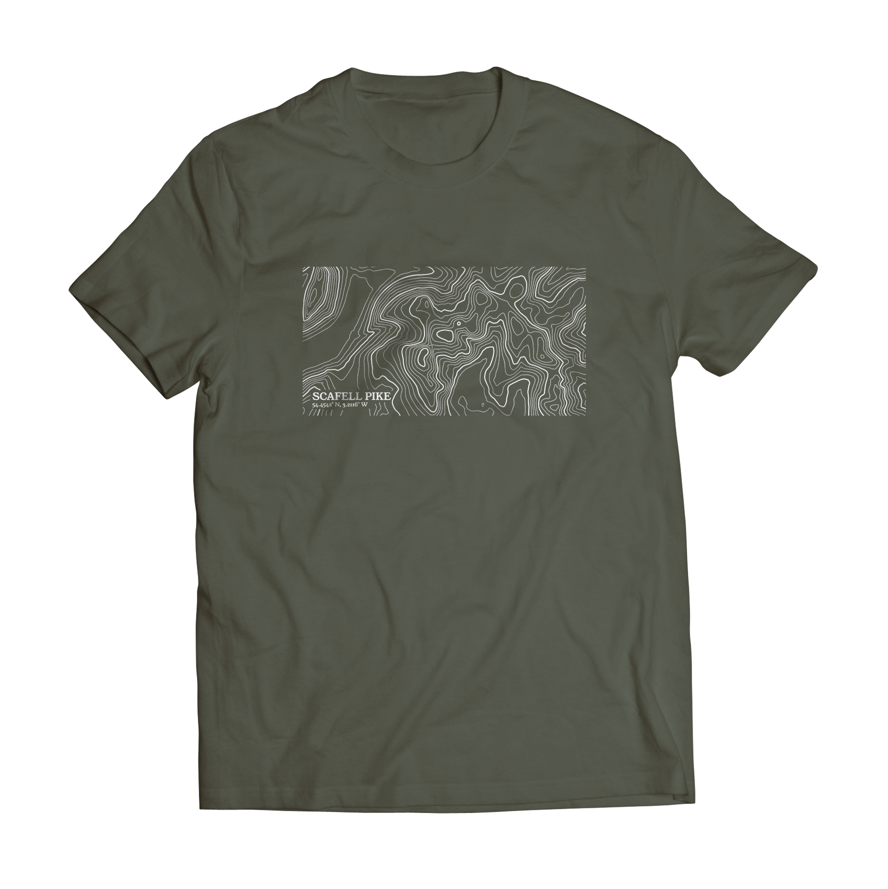 Scafell Pike Contour Map T-Shirt