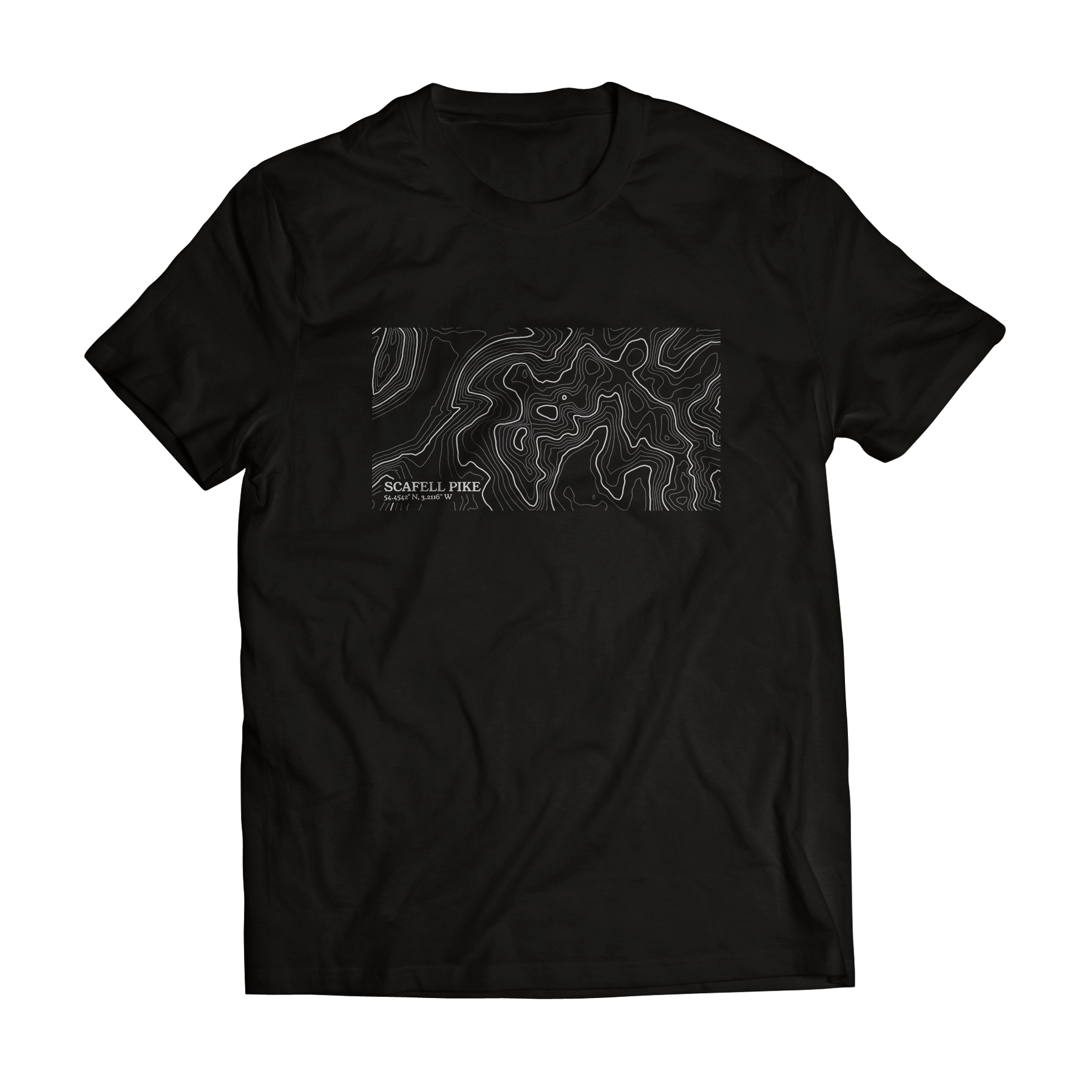 Scafell Pike Contour Map T-Shirt