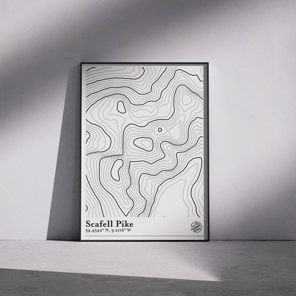Scafell Pike Contour Map Print