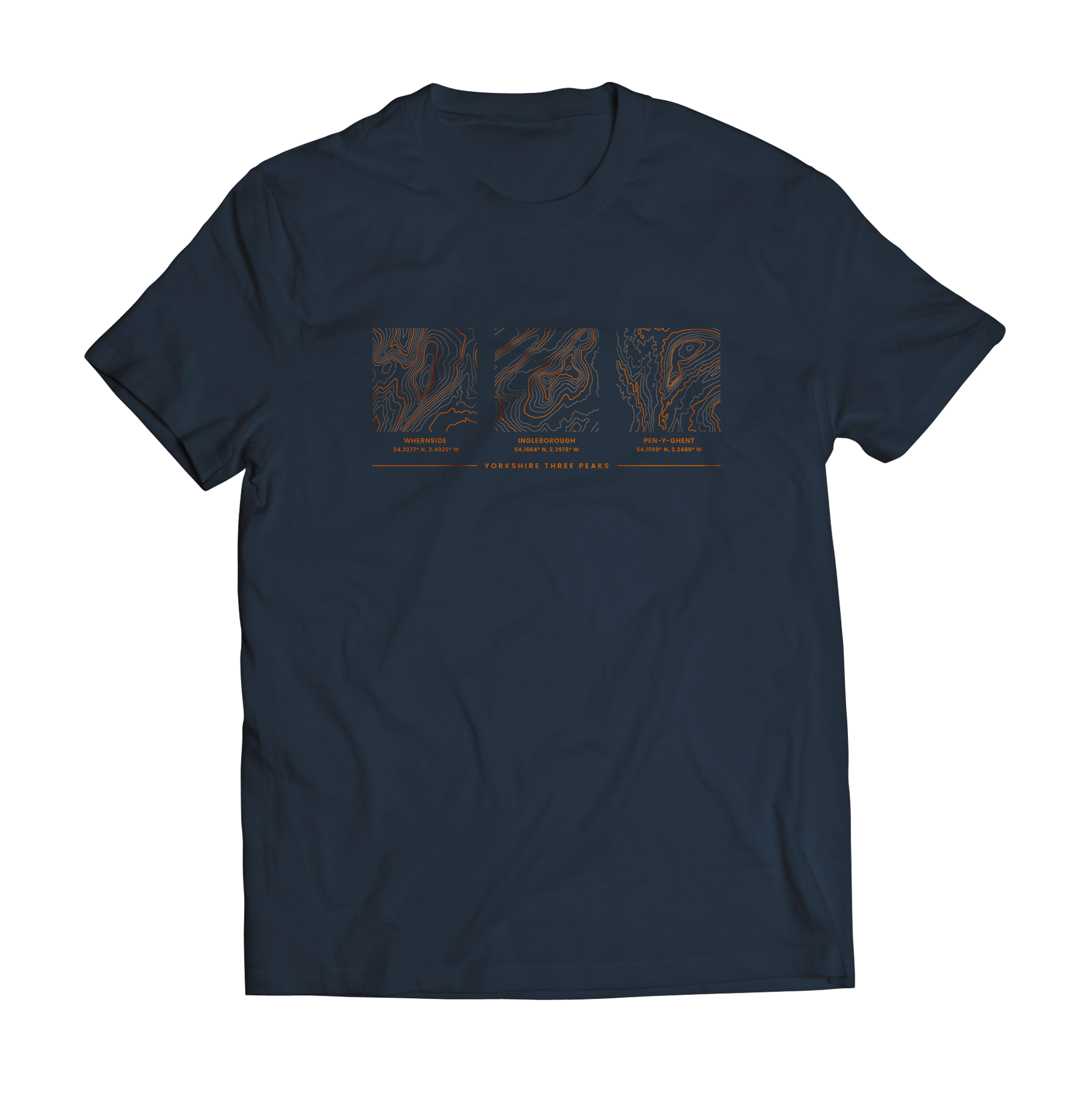 Yorkshire Three Peaks Contour Map T-Shirt